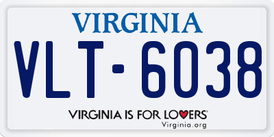 VA license plate VLT6038