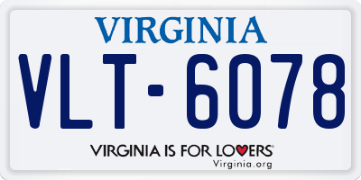 VA license plate VLT6078