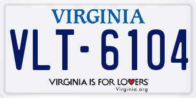 VA license plate VLT6104