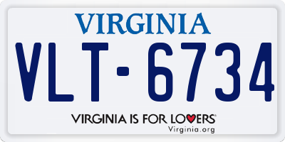 VA license plate VLT6734