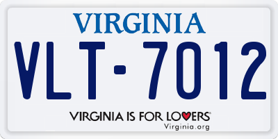 VA license plate VLT7012