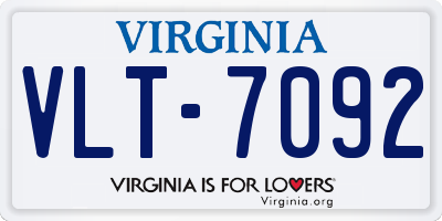 VA license plate VLT7092
