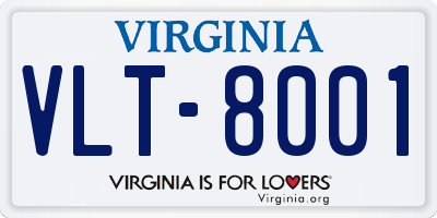 VA license plate VLT8001