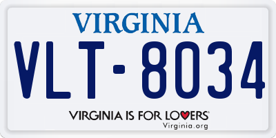 VA license plate VLT8034