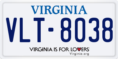VA license plate VLT8038