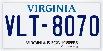 VA license plate VLT8070