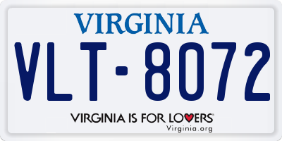 VA license plate VLT8072