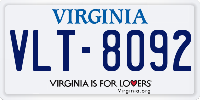VA license plate VLT8092