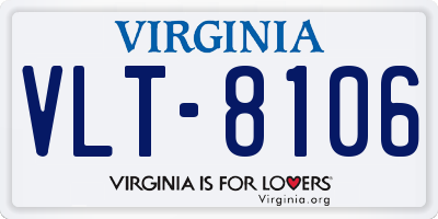 VA license plate VLT8106