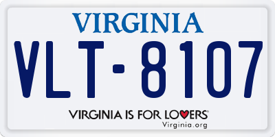 VA license plate VLT8107