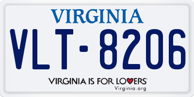 VA license plate VLT8206
