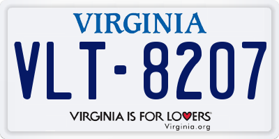 VA license plate VLT8207