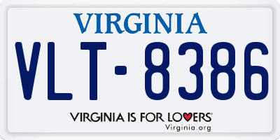 VA license plate VLT8386