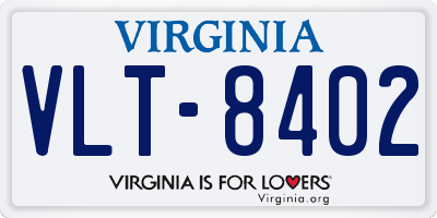 VA license plate VLT8402