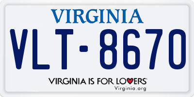 VA license plate VLT8670