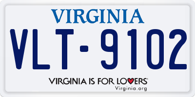 VA license plate VLT9102
