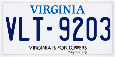 VA license plate VLT9203