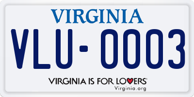 VA license plate VLU0003
