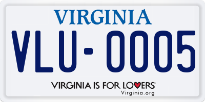 VA license plate VLU0005