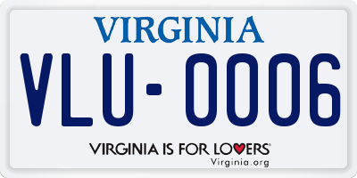 VA license plate VLU0006