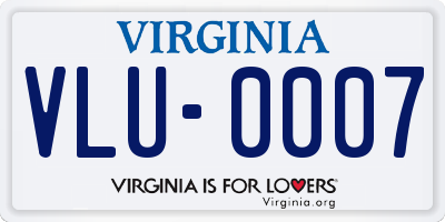 VA license plate VLU0007