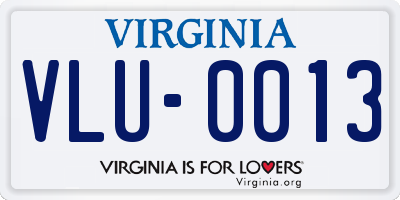 VA license plate VLU0013