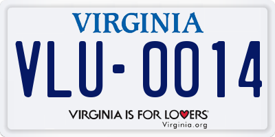 VA license plate VLU0014