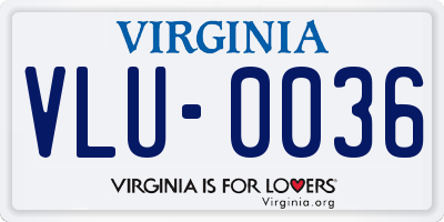 VA license plate VLU0036