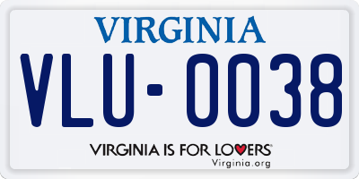 VA license plate VLU0038