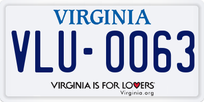 VA license plate VLU0063