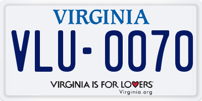 VA license plate VLU0070
