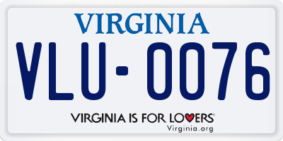 VA license plate VLU0076