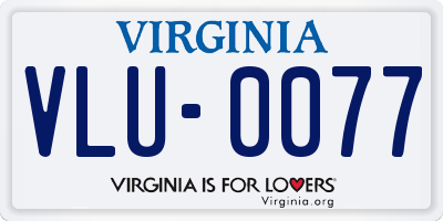 VA license plate VLU0077