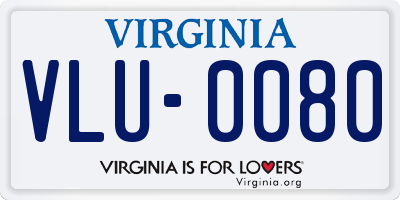 VA license plate VLU0080