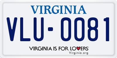 VA license plate VLU0081