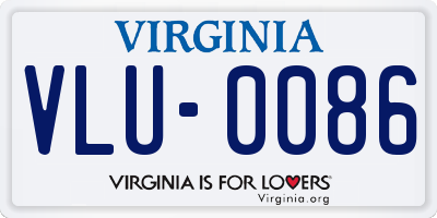 VA license plate VLU0086