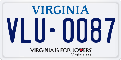 VA license plate VLU0087
