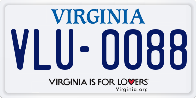 VA license plate VLU0088