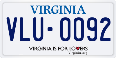 VA license plate VLU0092