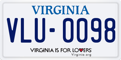 VA license plate VLU0098