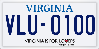 VA license plate VLU0100