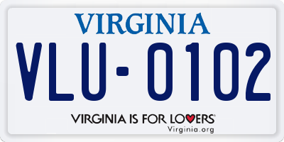 VA license plate VLU0102