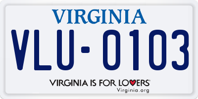 VA license plate VLU0103