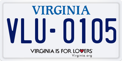 VA license plate VLU0105