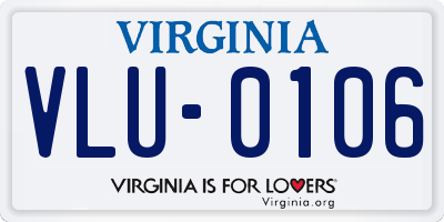 VA license plate VLU0106