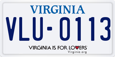 VA license plate VLU0113