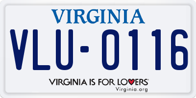 VA license plate VLU0116