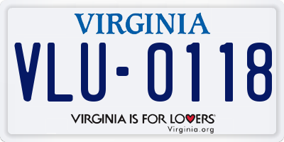 VA license plate VLU0118