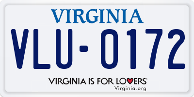 VA license plate VLU0172