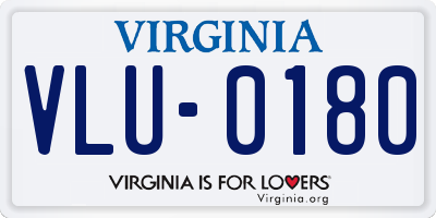 VA license plate VLU0180
